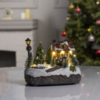 Светодиодная фигура &laquo;Новогодний город&raquo; 19 &times; 17 &times; 13 см, полистоун, батарейки ААх3 (не в комплекте), USB, свечение тёплое белое