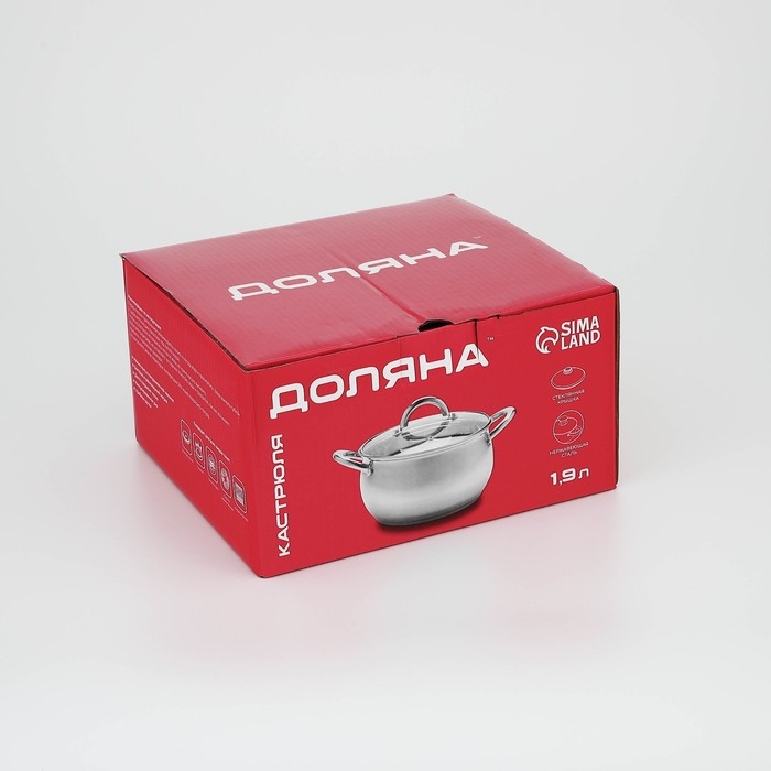 Кастрюля из нержавеющей стали Доляна &laquo;Вернер&raquo;, 1,9 л, d=16 см, с крышкой