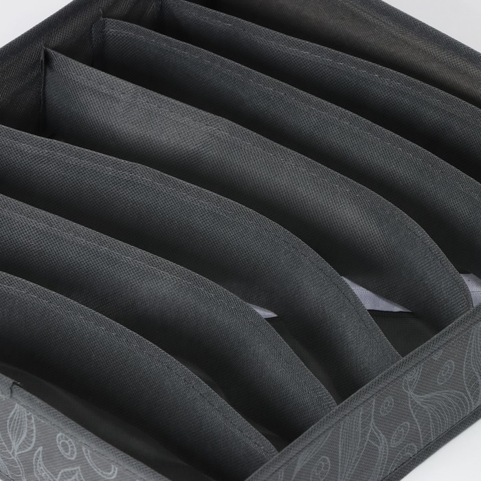 Органайзер для хранения белья Доляна &laquo;Нея&raquo;, 7 ячеек, 34&times;30&times;8 см, цвет серый