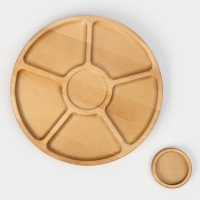 Подарочный набор деревянной посуды Adelica &laquo;Фортуна&raquo;, менажница на ножках с соусницей, d=30 см, 70 мл, берёза