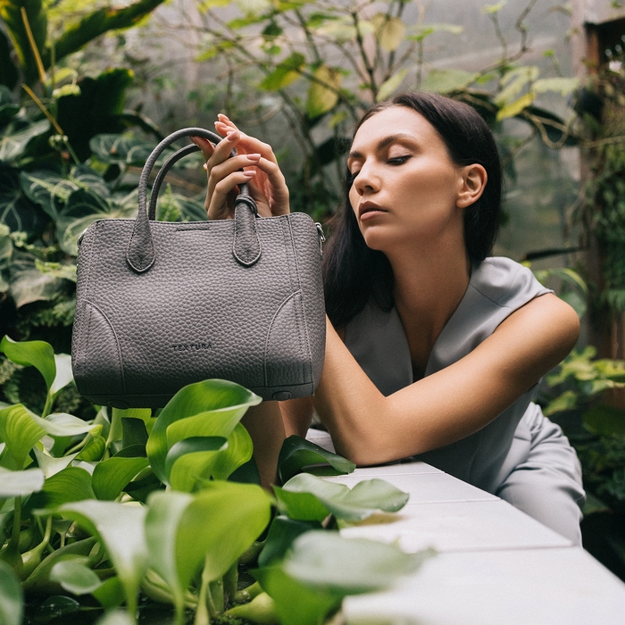 Сумка женская на молнии, TEXTURA, маленький размер, цвет серый