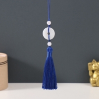 Подвеска текстиль, пластик "Нефритовый кулон" синяя 1х2,5х12,5 см