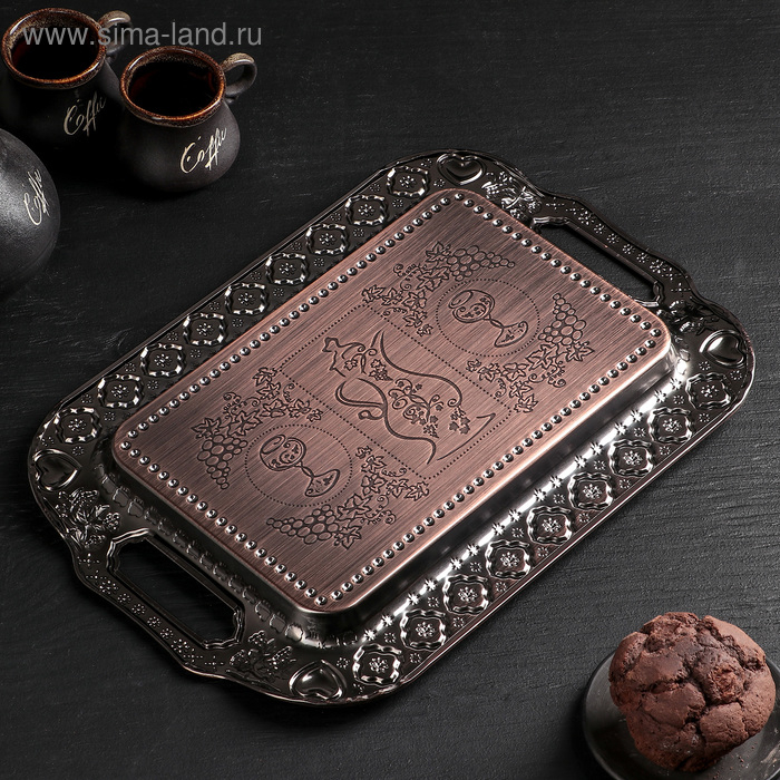 Поднос из нержавеющей стали &laquo;Дарк&raquo;, 35&times;26&times;3 см, цвет бронзовый