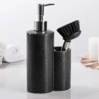 Дозатор для моющего средства с щёткой &laquo;Минимал&raquo;, цвет чёрный