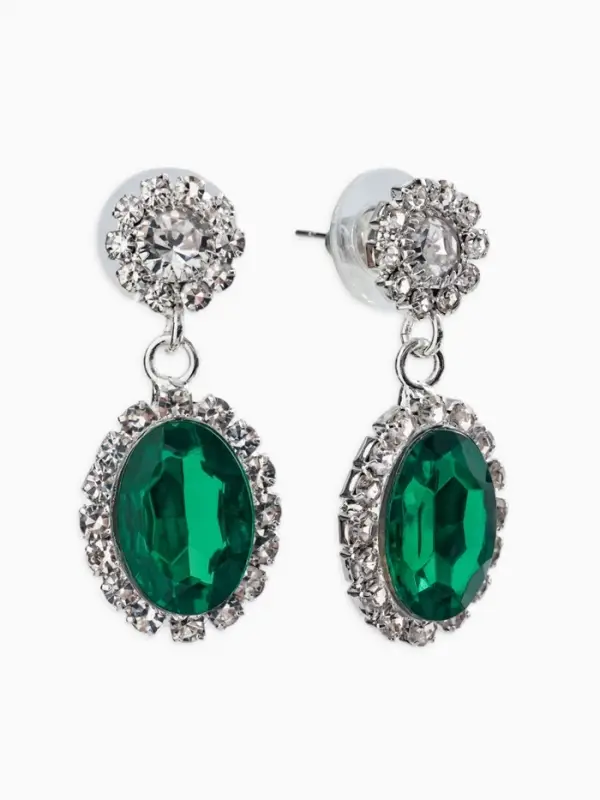 Набор 2 предмета: серьги, колье &laquo;Вечерний шик. Овал&raquo;, цвет бело-изумрудный в серебре