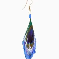 Серьги "Павлин" 5х8 см, цв. синий