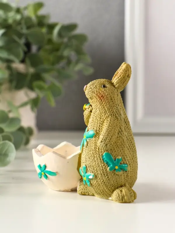 Сувенир полистоун подставка "Зайчики пасхальные" набор 2 шт 5,3х10х10 см