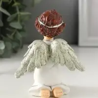 Сувенир полистоун "Ангелочек в бежевом, ободок в волосах со звездой" 9х7,5х8 см
