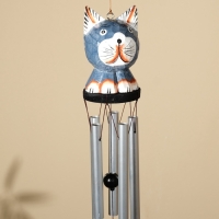 Музыка ветра "Кот" дерево, алюминий 9х8х100 см