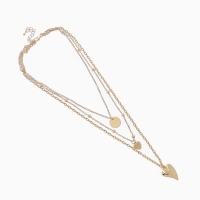 Кулон &laquo;Цепь&raquo; два сердца и круг, цвет золото