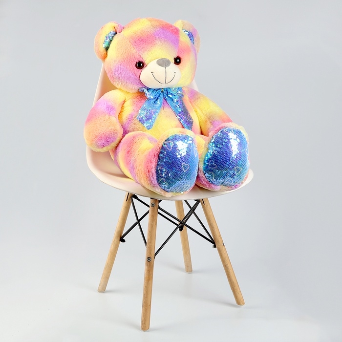 Мягкая игрушка &laquo;Мишка&raquo;, с паетками, 80 см, цвет жёлтый