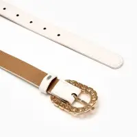 Ремень жен 04-01-01-01, Июнь2503, 2,5*0,3*110 см, без винта, пряж золото, 1 прокол, белый