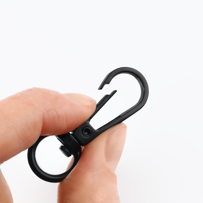 Карабин металлический, 45 &times; 15 мм / 10 &times; 2,2 мм, 5 шт, цвет чёрный