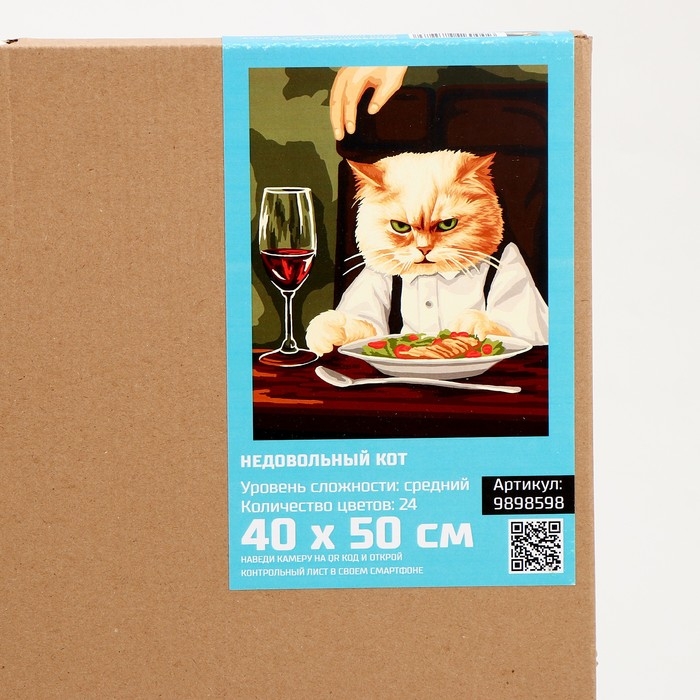 Картина по номерам на холсте с подрамником "Недовольный кот" 40*50 см
