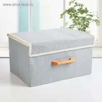 Короб стеллажный для хранения с крышкой LaDо́m &laquo;Франческа&raquo;, 33&times;24&times;18 см, серо-голубой