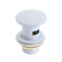 Донный клапан ZEIN engr, большая кнопка, с переливом, нержавеющая сталь, белый