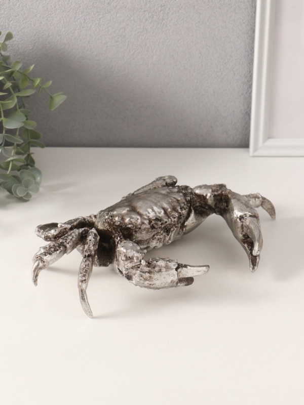 Сувенир полистоун "Серебристый краб" 30х19,5х7 см