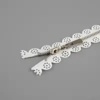 Молния металлическая, №3, неразъёмная, замок автомат, 60 см, белая, никель