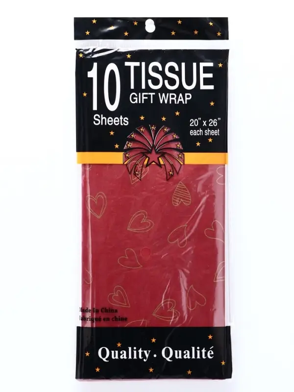 Бумага упаковочная тишью, &laquo;Сердечки&raquo;, 50 см &times; 70 см 17 грамм, винная