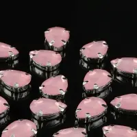 Стразы пришивные &laquo;Капля&raquo;, в цапах, 10&times;14 мм, 20 шт., розовые