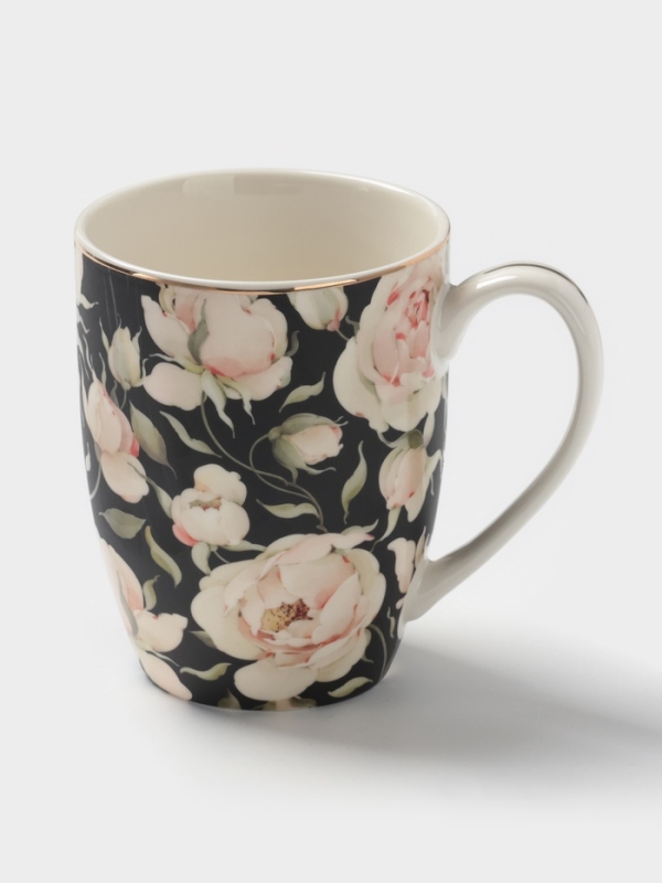 Кружка 350 мл WY  "Pink O'hara", чёрный