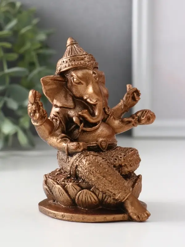 Фигура &laquo;Ганеш на лотосе&raquo;, 10.5&times;9&times;8 см, бронза