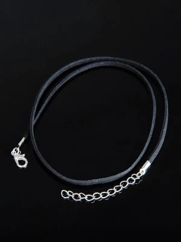 Шнурок из искусственной замши с замком, 45 см + удлинитель, цвет чёрный