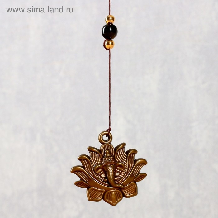 Музыка ветра металл "Ганеша в лотосе" 3 колокольчика 40 см