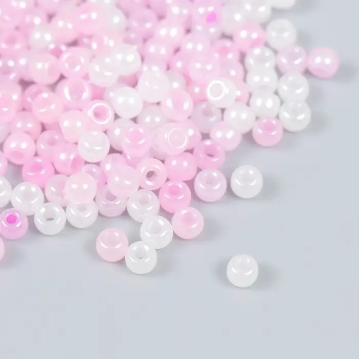 Бисер стекло 6/0 "Розовый меланж" 10 гр