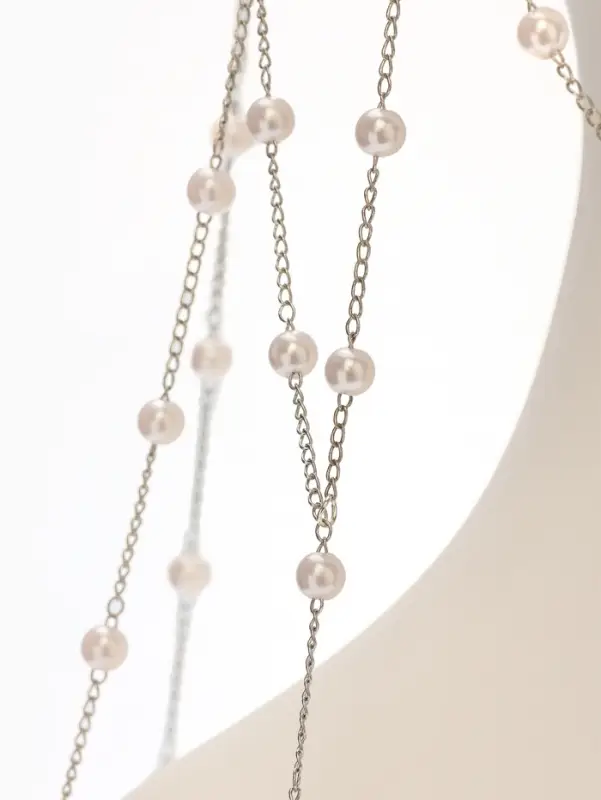 Украшение для волос &laquo;Паутина&raquo;, с бусинами, 55 см, белое в серебре