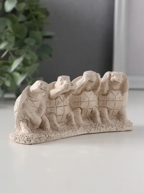 Фигура &laquo;Черепахи ничего не вижу, не слышу, не скажу, не делаю&raquo;, 13&times;4.5&times;5.5 см, слоновая кость