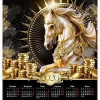 Календарь 2026 &laquo;Чёрно - золотой&raquo;, А2