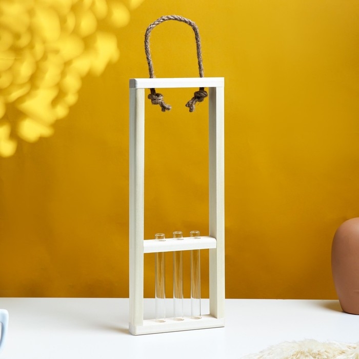 Кашпо деревянное 46&times;15&times;4 см с 3 колбами 15 см "Рамка Экстра", ручка Дарим Красиво