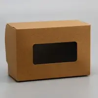 Коробка складная, с окном, крафт, 15&times;10&times;7 см