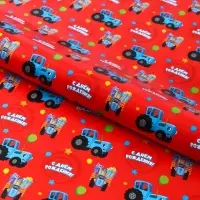 Бумага упаковочная глянцевая, &laquo;С днём Рождения&raquo;, Синий трактор, 70х100 см