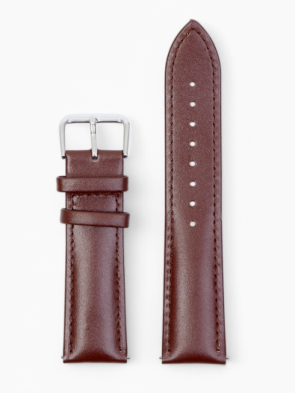 Ремешок для часов кожаный с быстросъемными шпильками, 22 мм,  l-20 см, коричневый