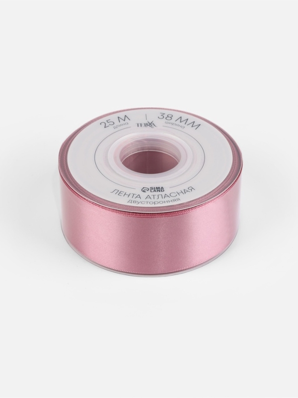 Лента атласная двухсторонняя №165 38мм*25&plusmn;1м пыльная роза TR