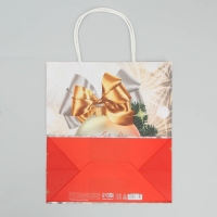 Пакет подарочный новогодний крафтовый &laquo;С Новым годом&raquo;, 22 х 25 х 12 см