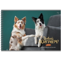 Альбом для рисования А4, 40 листов на гребне &laquo;Домашние питомцы&raquo;, блок фсет 100 г/м&sup2;, МИКС