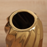 Керамическая ваза декоративная настольная &laquo;Освальд&raquo;, для цветов, сухоцветов, d-6 см, 20&times;10 см, золото