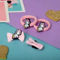 Набор для волос "Милашка" (2 зажима 3,5 см, 2 резинки) единорожка