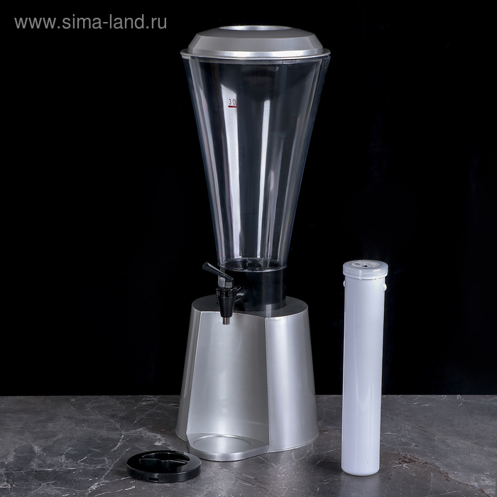 Башня пивная &laquo;Металлик&raquo;, 3 л, колба с подсветкой, 2 батарейки, цвет серебристый