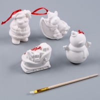 Набор ёлочных украшений под раскраску &laquo;Волшебный&raquo;, 4 шт., с подвесом, кисть