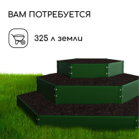 Клумба оцинкованная, 3 яруса, d = 60&ndash;100&ndash;140 см, h = 45 см, зелёная, Greengo