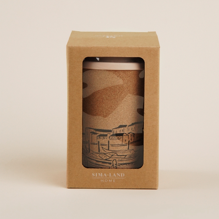 Стакан для кофе с крышкой SL Home &laquo;Венеция&raquo;, пробковый, 350 мл, 9,5&times;9,5&times;14,5 см, цвет бежевый