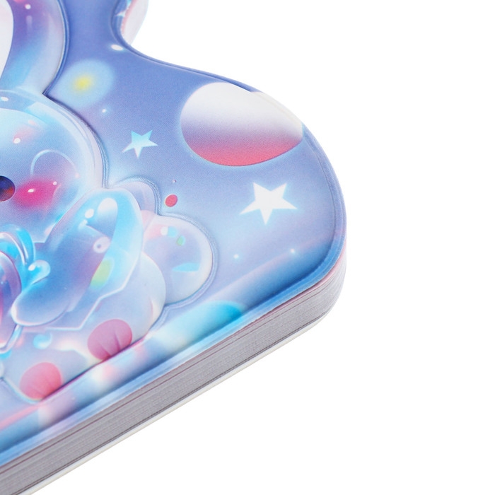 Записная книжка подарочная на гребне 80л,линия, цветной блок,обложка ПВХ 3D Зайка(10х10,5см)   10539