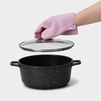 Рукавица для горячего Доляна &laquo;Ребрис&raquo;, силикон, 22&times;17 см, цвет розовый