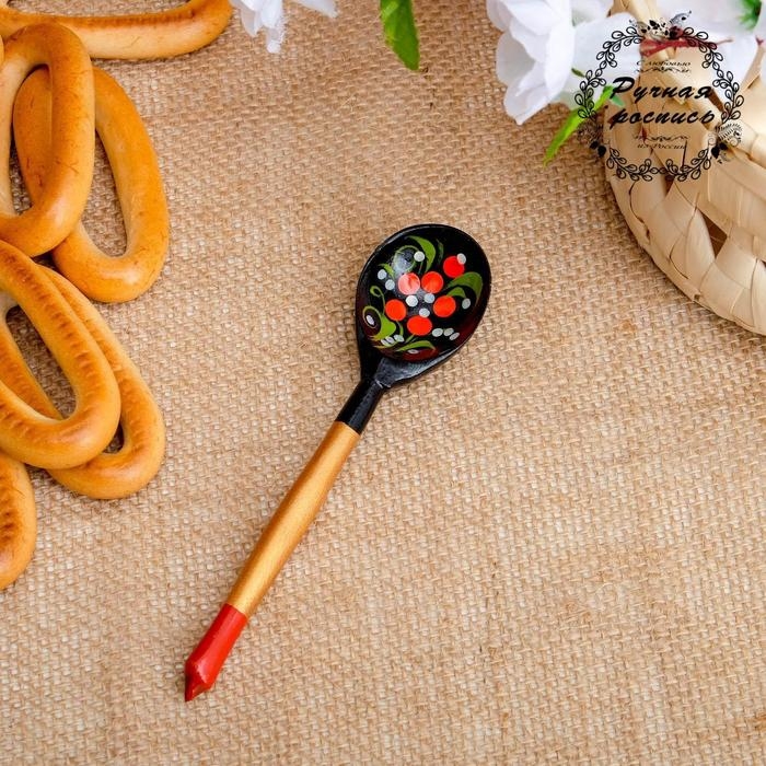 Ложка деревянная &laquo;Чернушка&raquo;, маленькая, хохлома, МИКС