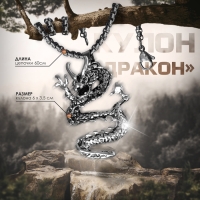 Кулон унисекс &laquo;Дракон&raquo; яростный, цвет чернёное серебро, 60 см