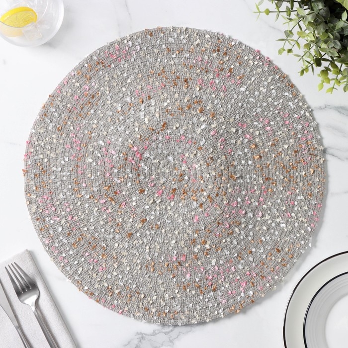 Салфетка сервировочная на стол Доляна &laquo;Серпантин&raquo;, d=38 см, цвет серый